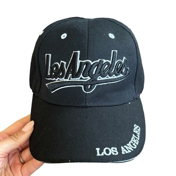 Los Angeles Hat Black Adjustable Baseball Cap LA California Streetwear Casual - Picture 1 of 13